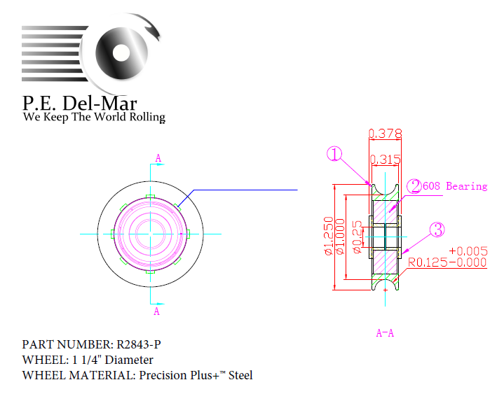 Left Hand Roller with Steel Wheel (PE Delmar) — Window Hardware Direct