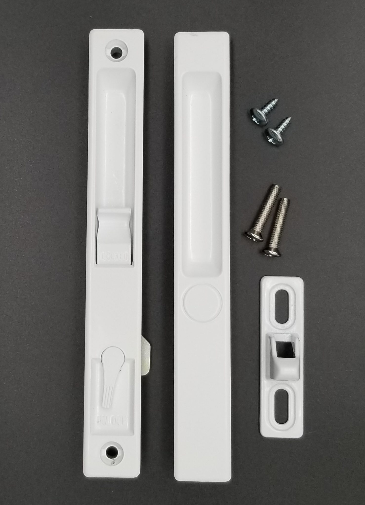 PEFMPNLW Flush Mount Lock Set with Night Latch (White) Includes 2 screws and Standard